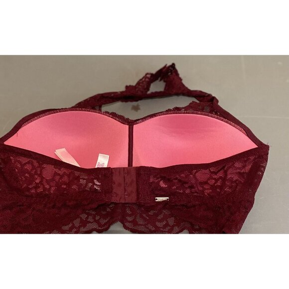 Victoria’s Secret PINK Eyelash Lace Push-up Bralette Halter  Small Wireless Bra - Picture 3 of 4